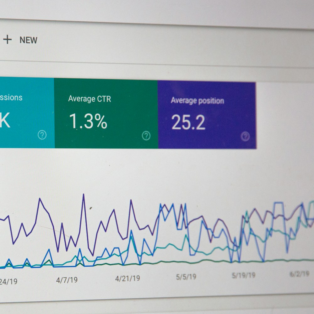 Screengrab of digital marketing campaign data and performance metrics on a monitor