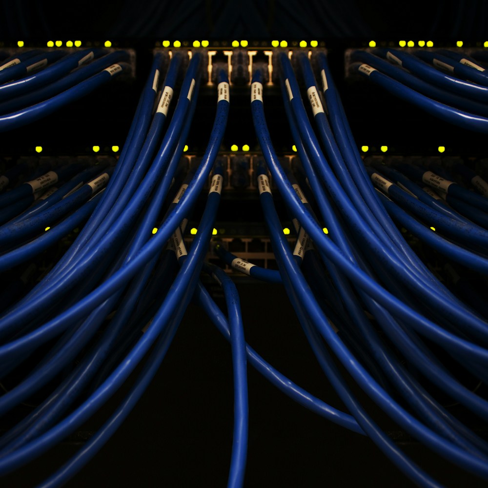 A bunch of blue wires connected to each other